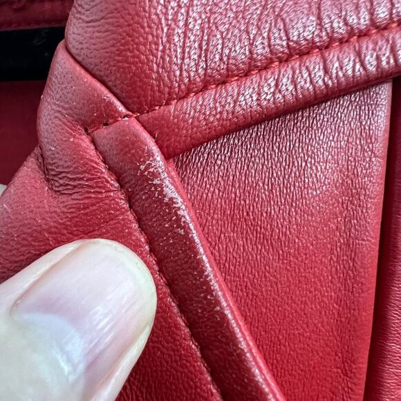 Maje Basalt Moto Biker Cropped Leather Jacket, Red EU 40, US size 6 - Picture 8 of 10